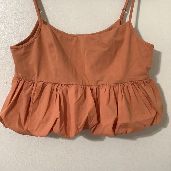 Maeve by Anthropologie Strappy Casual Orange Ruffled Bubble Hem Tank Top L - Picture 3 of 9